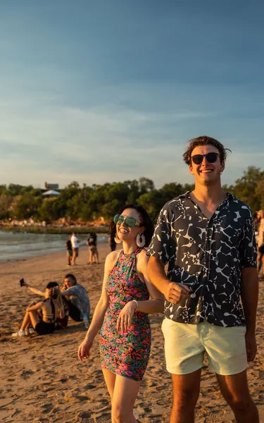 Group of friends enjoying themselves at Bass in the Grass in Darwin