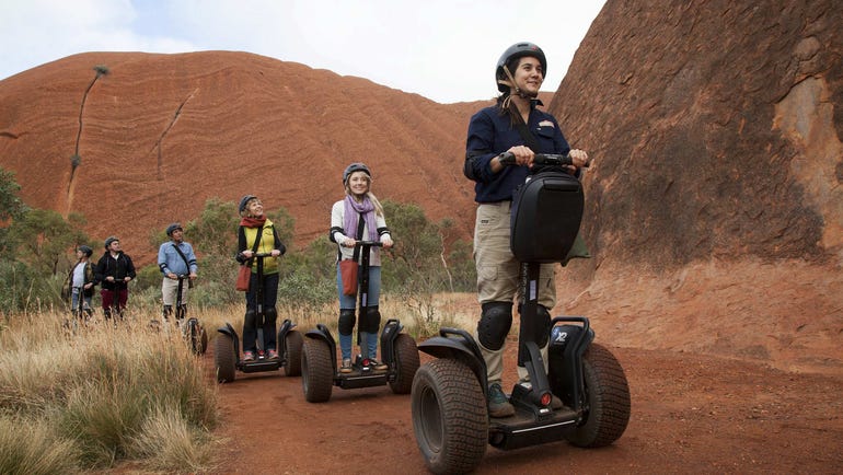 Group on a guided Segway tour around Uluru