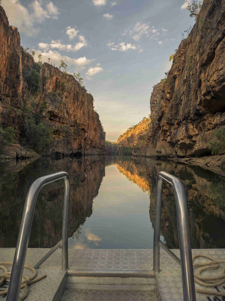 Photo from a cruise boat touring down Nitmiluk Gorge in Katherine