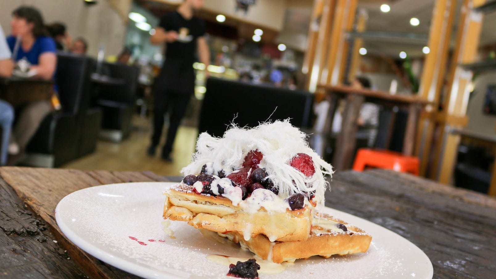 Waffles at Piccolos Cafe