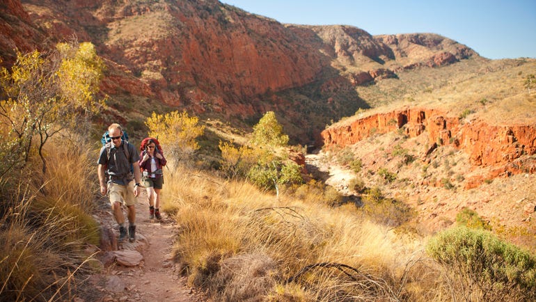 A couple hiking the Larapinta Trail near Alice Springs