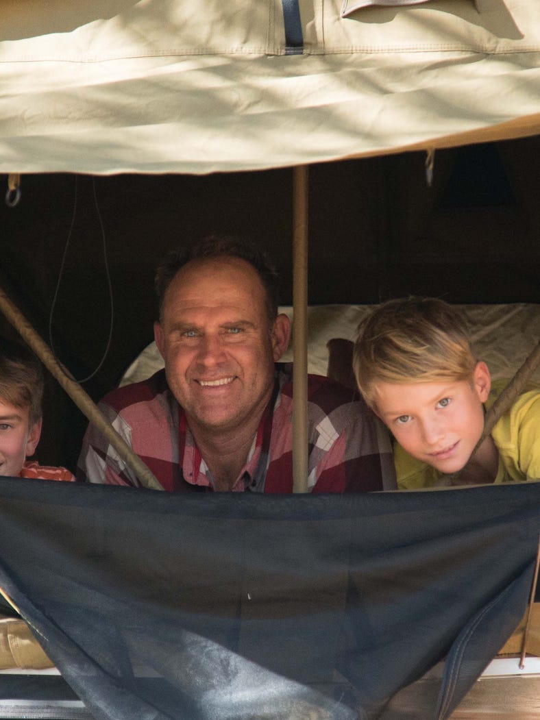 Matt Hayden and family camping at Daly Waters.jpg