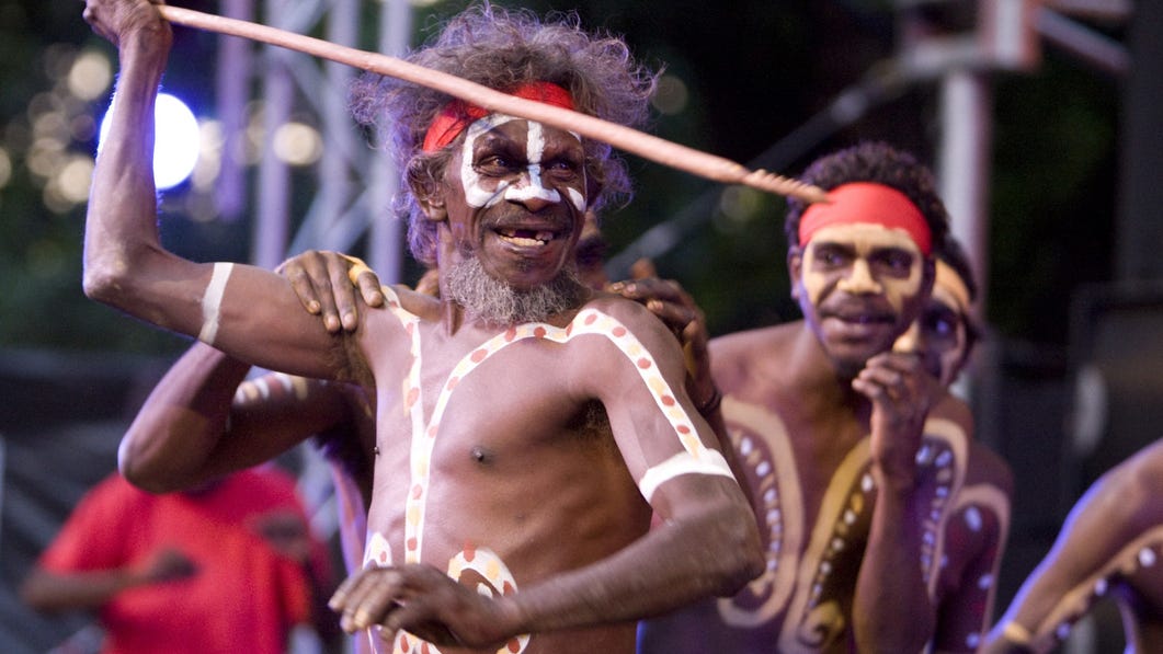 Aboriginal dancers performing at Darwin Festival.</p><p><br/></p><p>Darwin Festival is an 18-day celebration of music, theatre, visual art, dance, cabaret and more in the beautiful tropical city of Darwin. Enjoy the festive atmosphere, delicious food