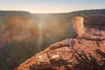 two people walking in kings canyon