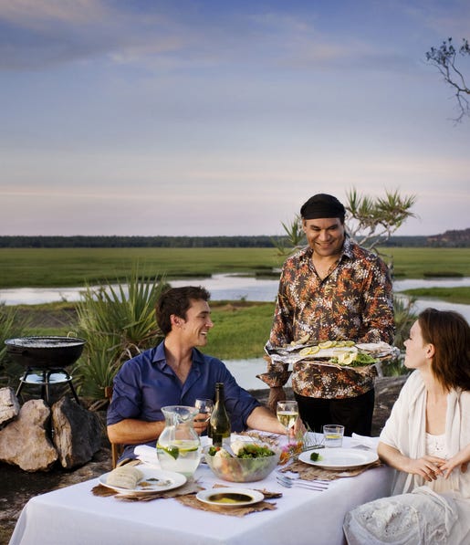 Open air dining at Mt Borradaile in Arnhem Land
