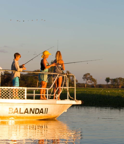 Matt Hayden and family fishing on a Yellow Water charter