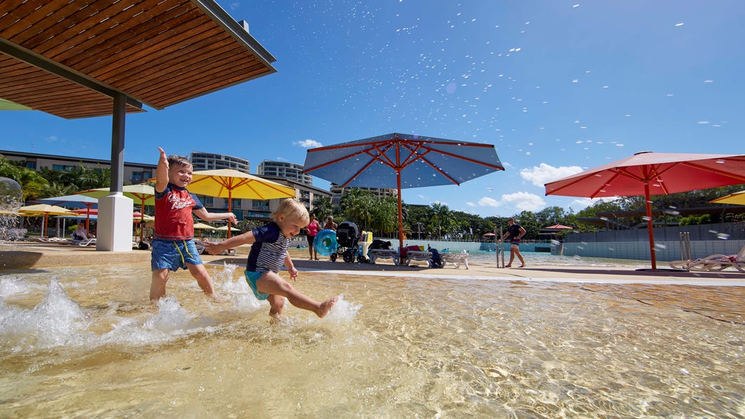 Kids playing at Darwin wave pool