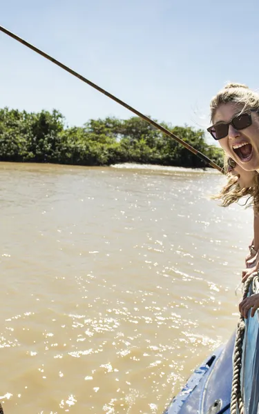 Woman excited at Crocodile jumping tour
