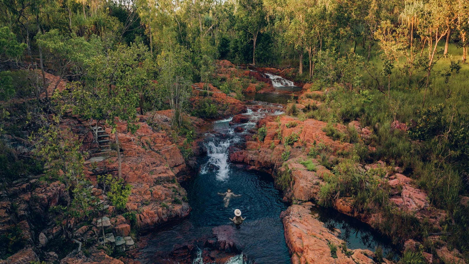 Couple swimming in Buley Rockhole