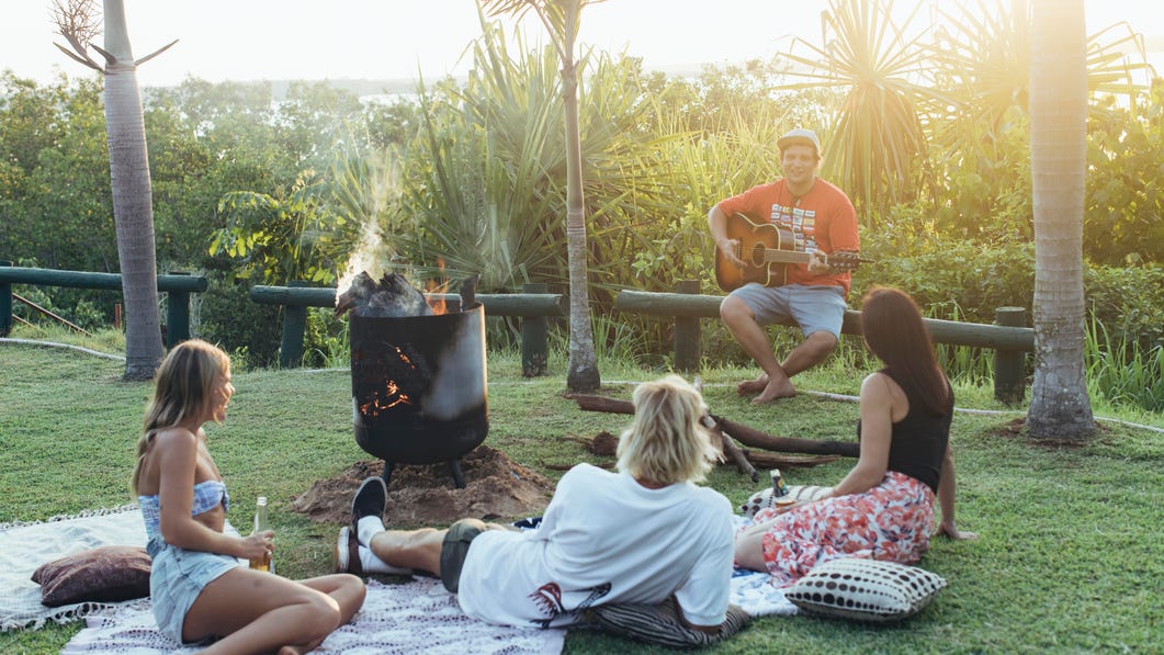 Ben Evolent performing for friends on the Tiwi Islands Clearwater Island Lodge