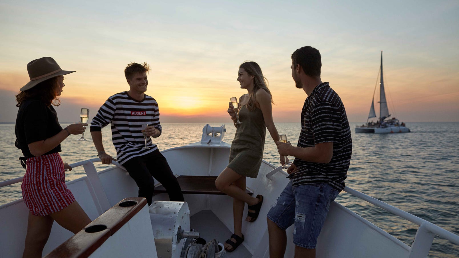 Group enjoying Darwin sunset cruise