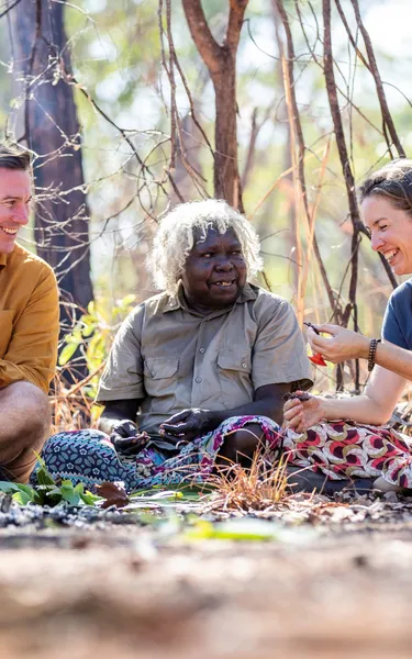 A couple with an Aboriginal guide in Kakadu