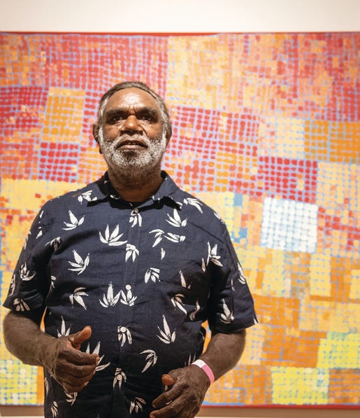 Aboriginal artist at Desert Mob