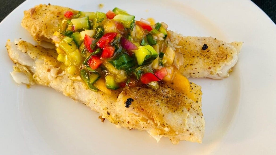 Barramundi served on plate