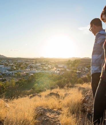 Couple at the top of Anzac Hill in Alice Springs