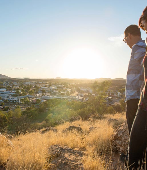 Couple at the top of Anzac Hill in Alice Springs