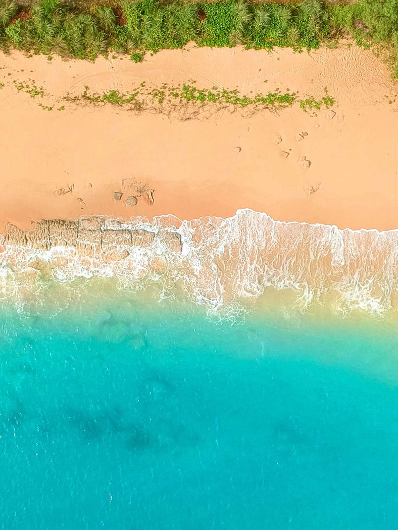 Aerial view of a beach in Arnhem Land