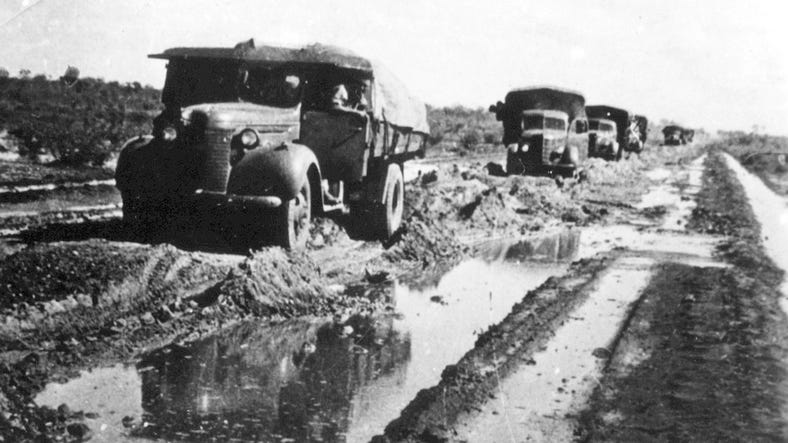 Wet season joy on the North South Road 1942