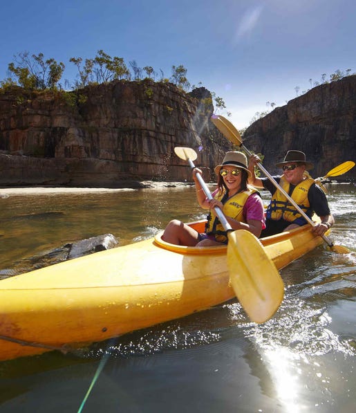 Couple canoeing together at Nitmiluk Gorge in Katherine