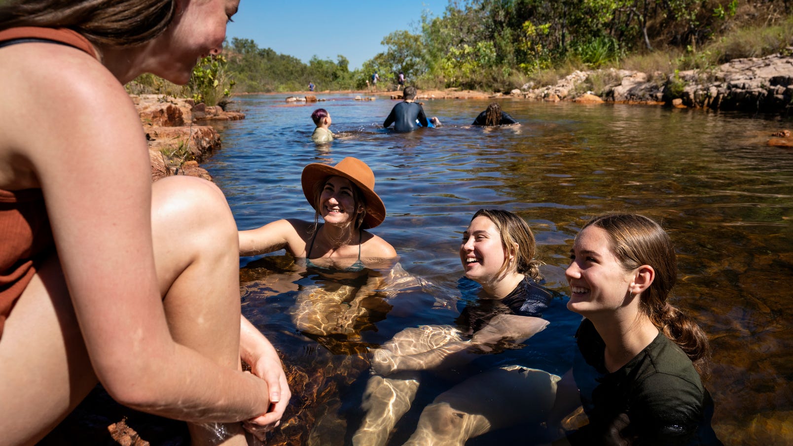Group swimming at Upper Casacdes in Litchfield