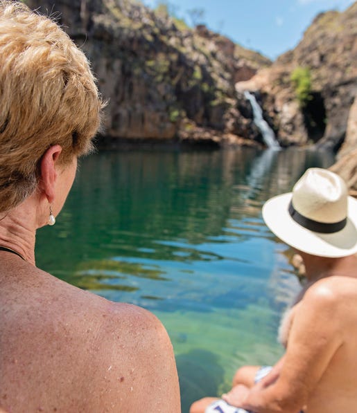 Couple about to go for a swim at Maguk Kakadu