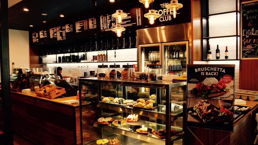 A selection of foods available at Coffee Club at Darwin Waterfront