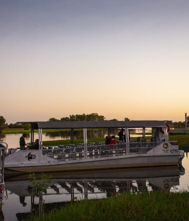 Group crocodile cruise at sunset