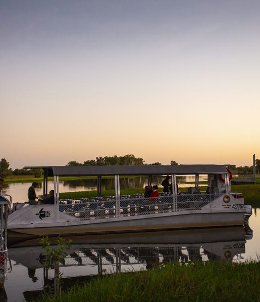 Group crocodile cruise at sunset