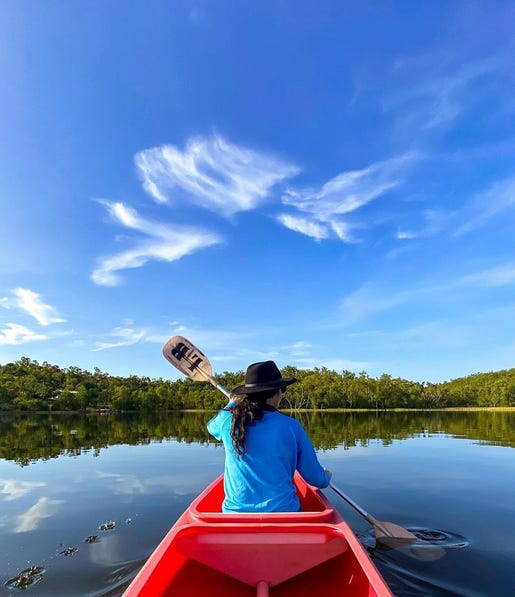 Person kayaking at Lake Bennett