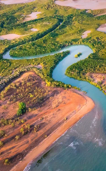 Aerial view of a billabong outside of Darwin