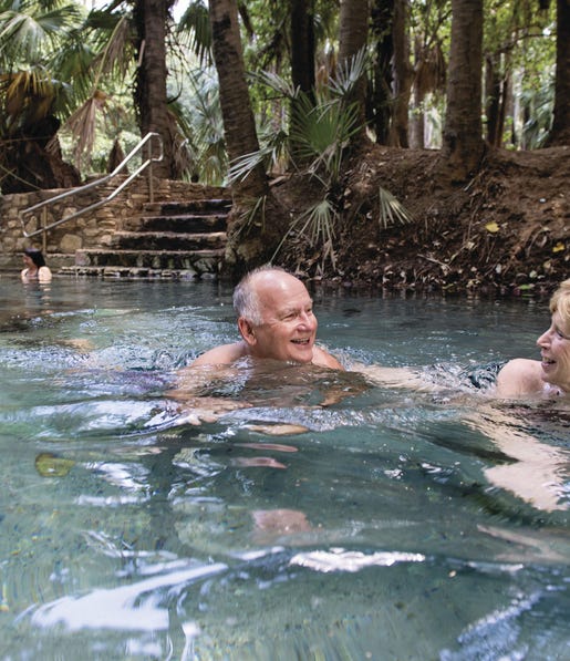 Swimming in the Mataranka hot springs
