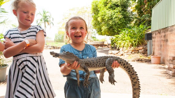 Holding a baby crocodile at crocdylous park
