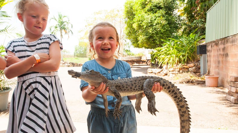 Holding a baby crocodile at crocdylous park